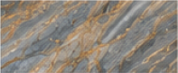 Blue Roma quartzite slab in blue and gray tones with copper movement